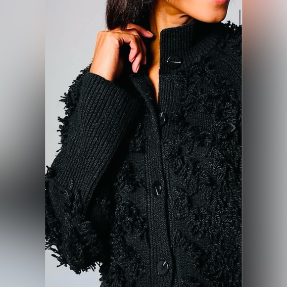 🎄Pure Jill Black Textured Fringe Cardi 🎄 - Picture 6 of 9